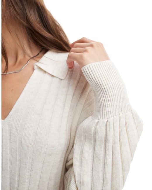 ONLY White Polo Neck Knitted Midi Dress