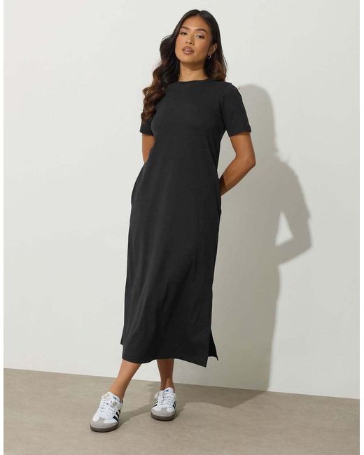 PixieGirl Black Petite T-Shirt Maxi Dress