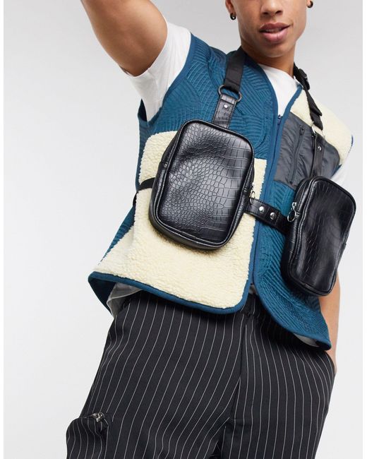 ASOS Black Chest Harness Bag for men