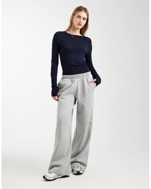 ASOS Gray Wide Leg Brushback jogger