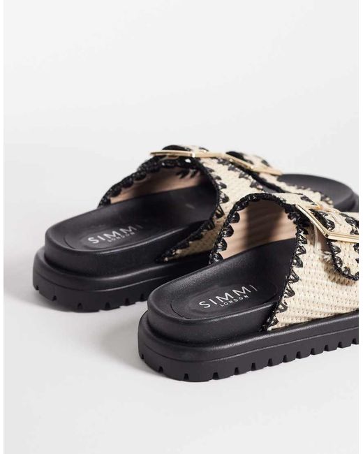 SIMMI Black Simmi London Faron Crochet Double Buckle Sandals