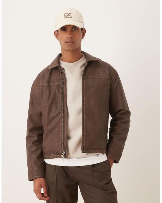 Veste en imitation cuir - marron Abercrombie & Fitch pour homme en coloris Brown