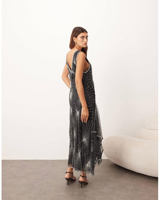 ARRANGE Black – deco – linear verziertes asymmetrisches midikleid