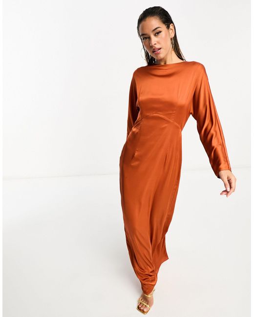 TFNC London Orange High Neck Maxi Dress