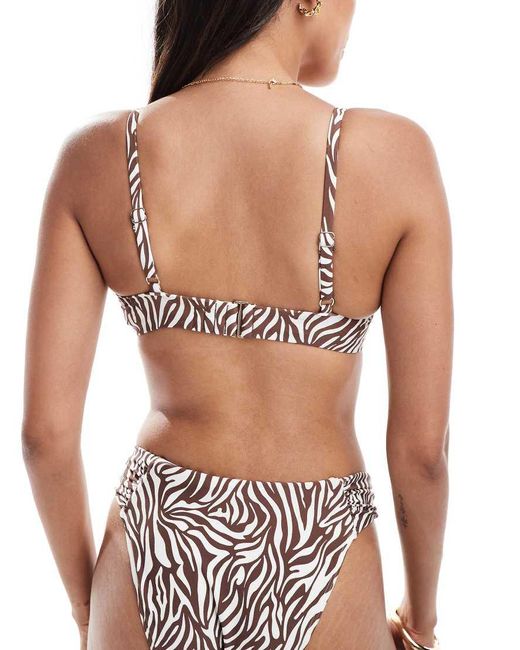Abercrombie & Fitch Brown Swimwear Ruched Underwire Curve Love Bikini Top