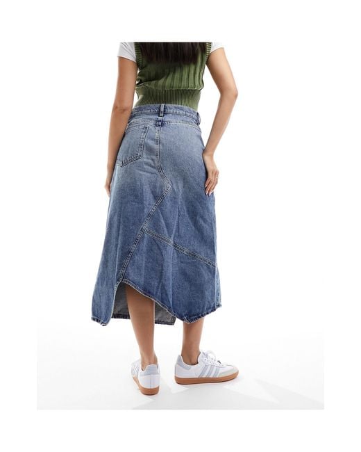 Mango Blue Cut About Denim Skirt