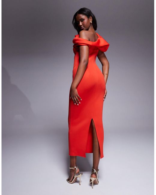 ASOS Red – trägerloses strukturiertes midikleid aus neoprenartigem material