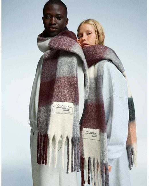 Bershka Brown Checked Scarf