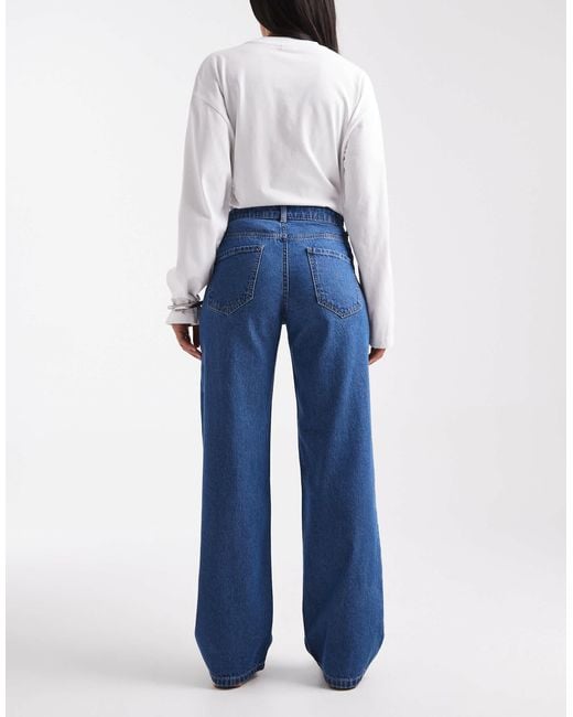 Vero Moda Blue Kirsa Mid Rise Straight Leg Jeans