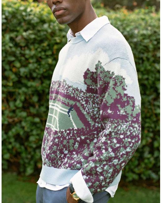 Abercrombie & Fitch Green Tennis Inspired Graphic Knitted Crew Neck Jumper for men