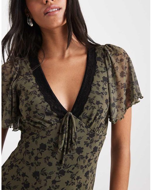 green emerald velvet dress Green Ditsy Floral Avery Midi Dress main image 1