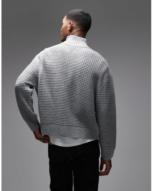 Collusion Gray Knitted Zip Through Jumper for men