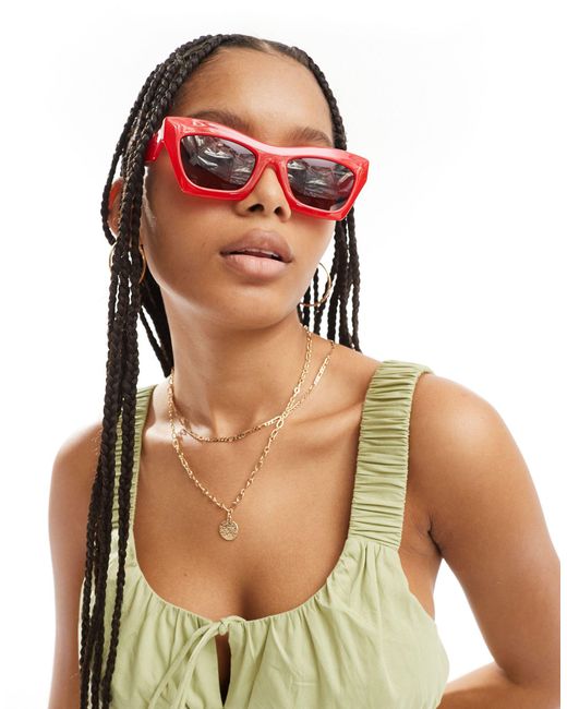 & Other Stories Red Cat Eye Sunglasses