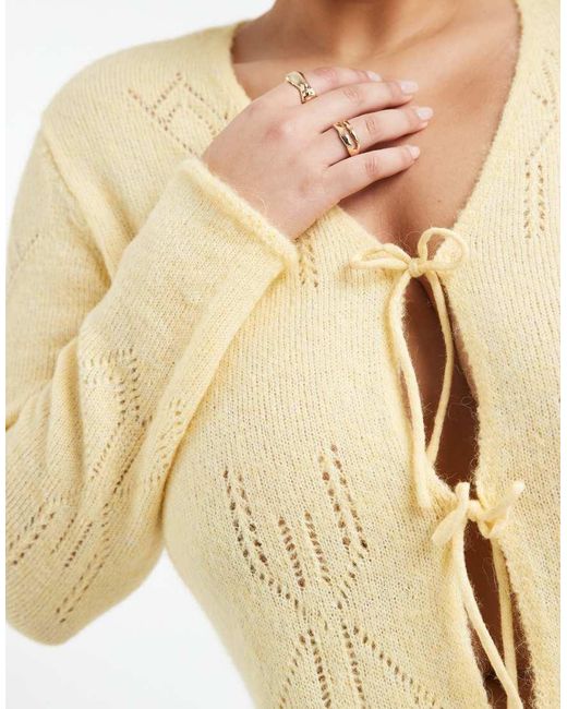ONLY Natural Tie Front Knitted Cardigan