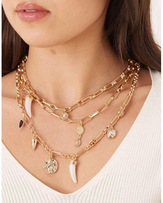 Accessorize Natural Layered Charm Necklace