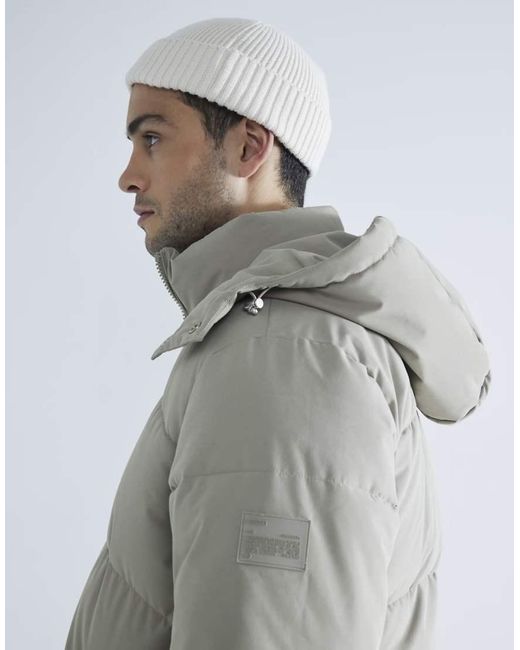 River Island Gray Premium Hooded Puffer Jacket for men
