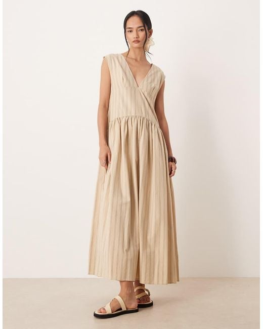 ASOS Natural Deep V Neck Oversized Maxi Dress