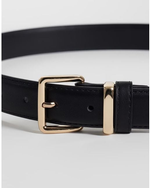 Gina Tricot White Everyday Belt With Gold Buckle