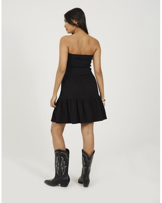 Brave Soul Black Jersey Strapless Tiered Mini Dress