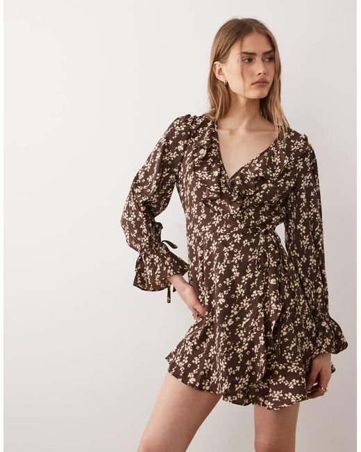 Wednesday's Girl Natural Wednesdays Girly Floaty Wrap Mini Dress