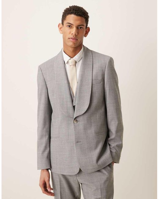 ASOS Gray Wool Mix Slim Suit Jacket for men