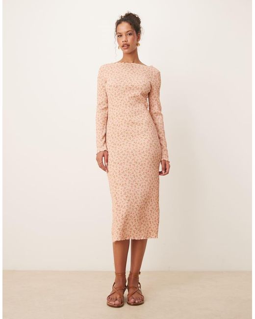 Aware Natural Plisse Midi Dress