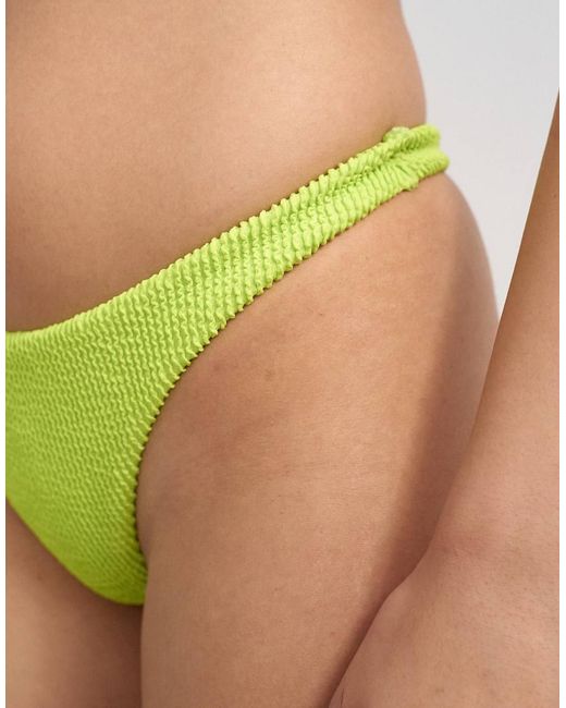 TOPSHOP Green Tara Crinkle Thong Bikini Bottom