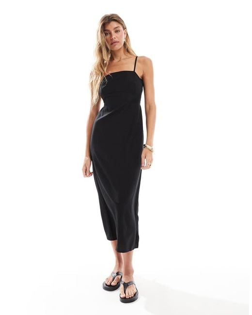 ONLY Black Back Tie Detail Midi Dress