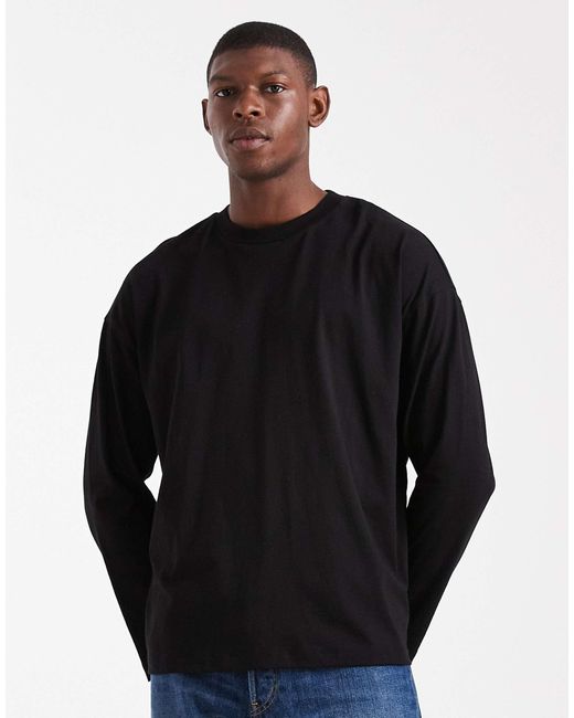 ASOS Black Oversized Long Sleeve T-shirt With Back Print for men