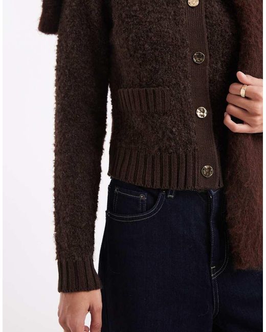 Brave Soul Black Cardigan With Contrast Buttons And Pocket Detail