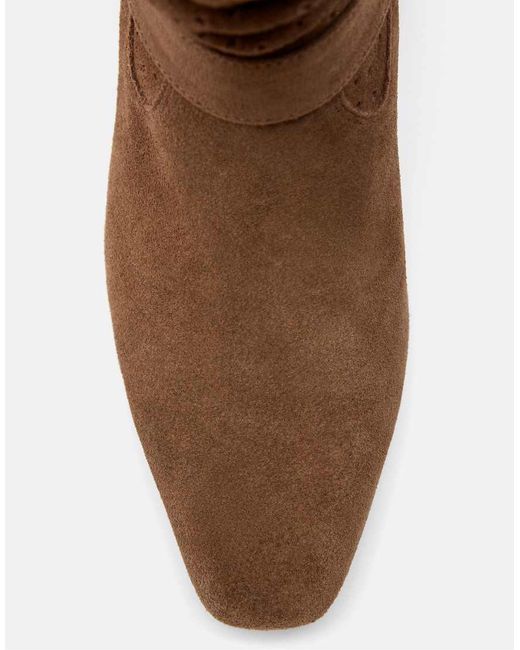 Stradivarius Brown Slouchy Openwork Leather Ankle Boots
