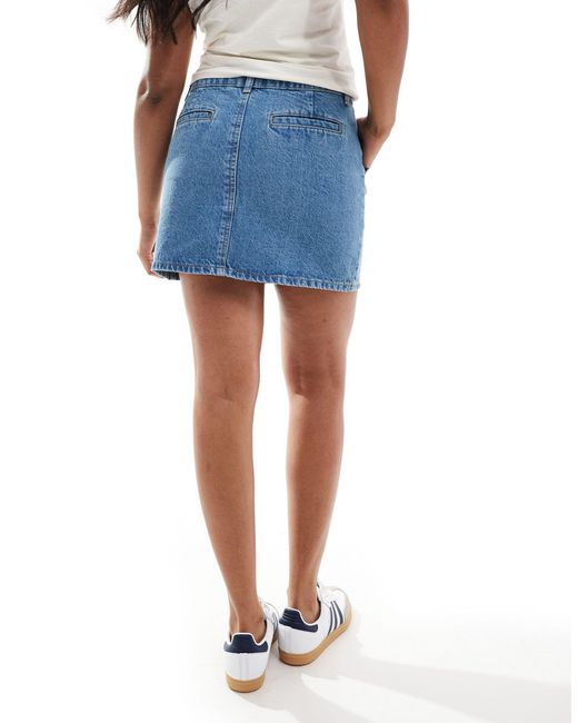 ASOS Blue Denim Pelment Skirt With Pockets