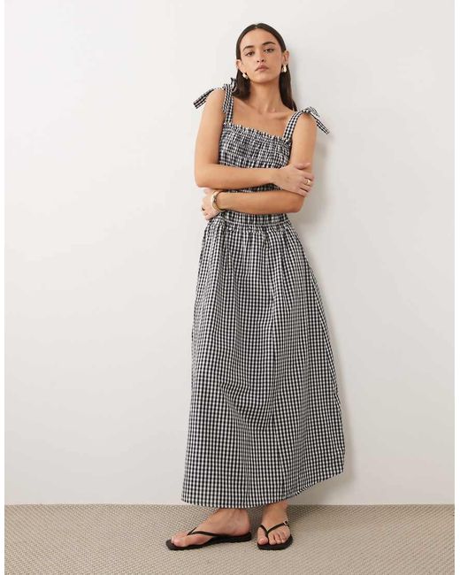 esmé studios Gray Esmee Shirred Tie Strap Maxi Beach Dress