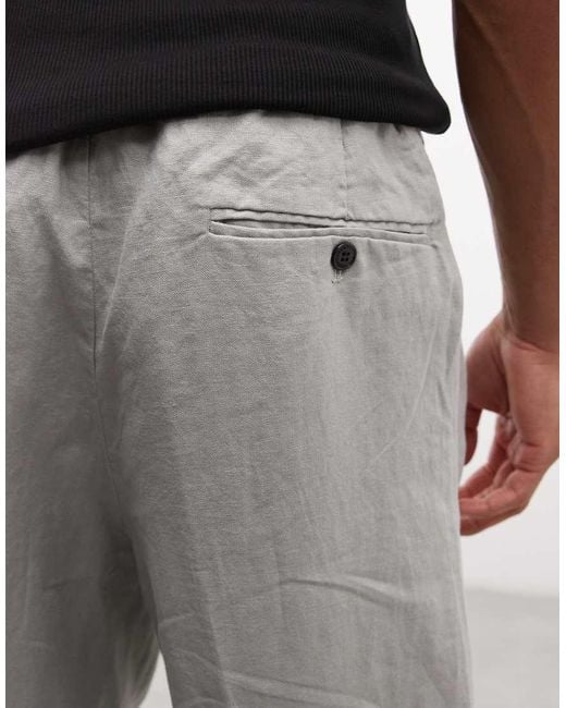 Weekday Gray Pull On Linen Trousers for men