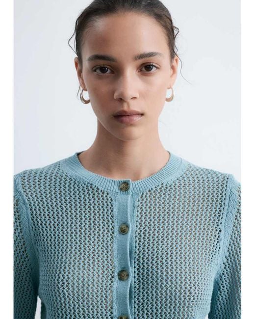 & Other Stories Blue Pure Cotton Crew Neck Lightweight Cardigan