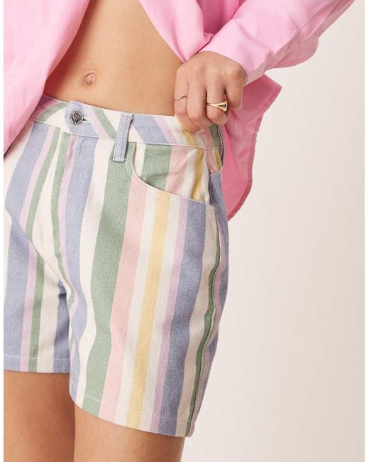 Pantaloncini Di Jeans A Righe di Miss Selfridge in Pink
