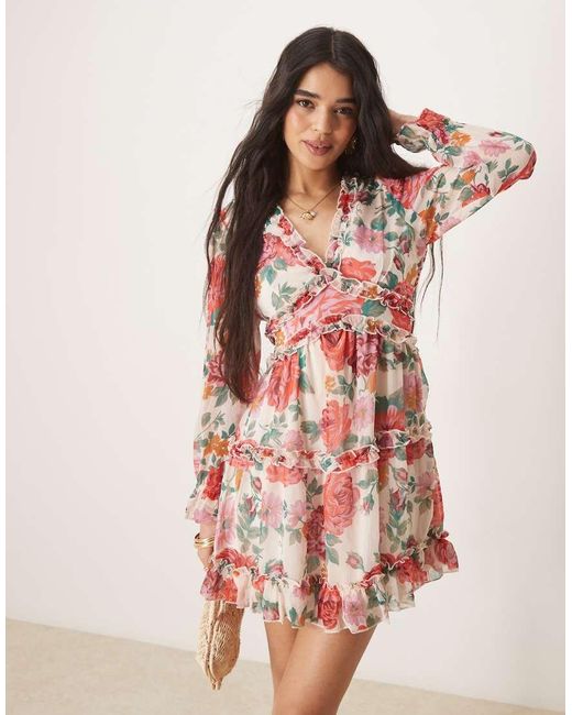 Vila Mini Jurk Van Chiffon Met Ruches in het Pink