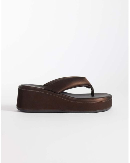 River Island Brown Padded Platform Flip Flops