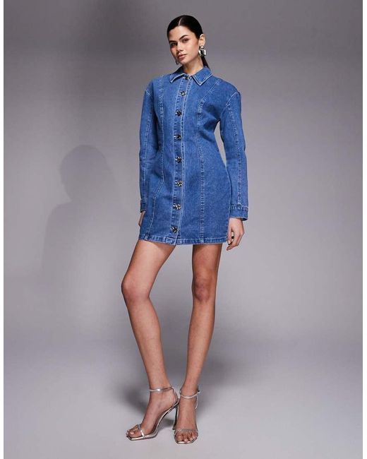 river island denim seamed mini dress Buy River Island Blue 100% Cotton Denim Seamed Mini Dress from Next Mexico