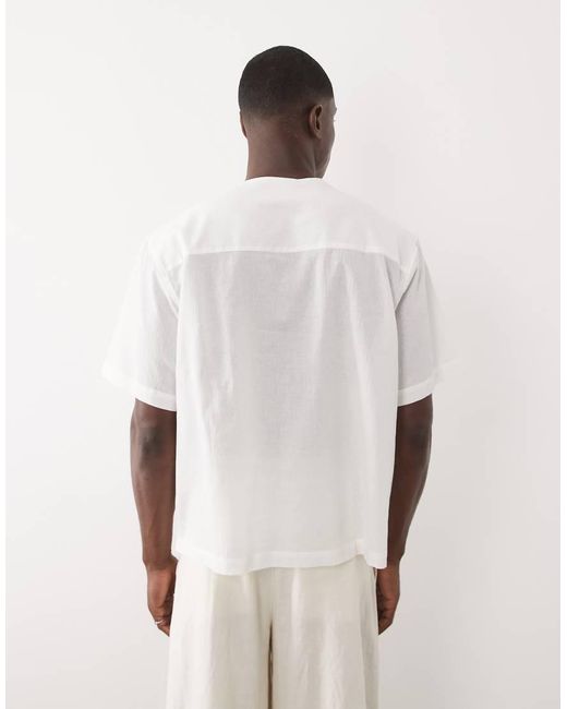 ASOS White Oversized Overhead Linen Look Shirt for men