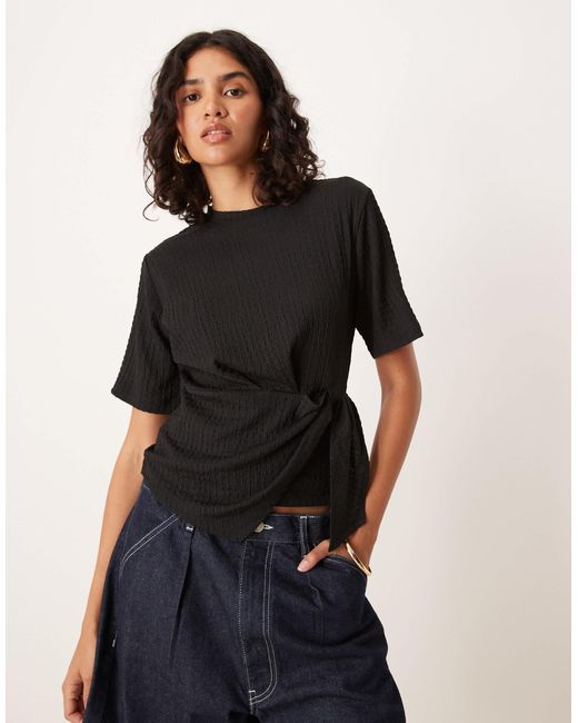 ASOS Black Cinched Side Tee With Draping Detail