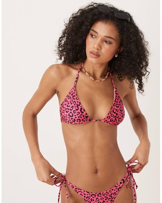 OOSC Red Leopard Triangle Bikini Top