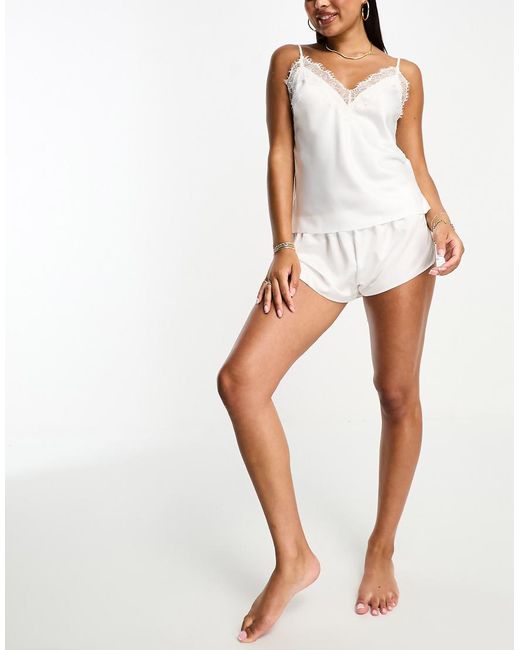 Ann Summers White Cerise Satin Cami Set