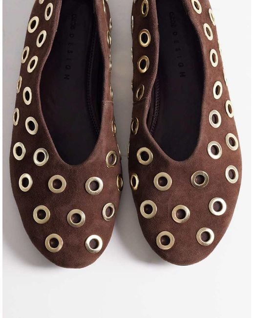 ASOS White Lock Premium Eyelet Detail Round Toe Ballets