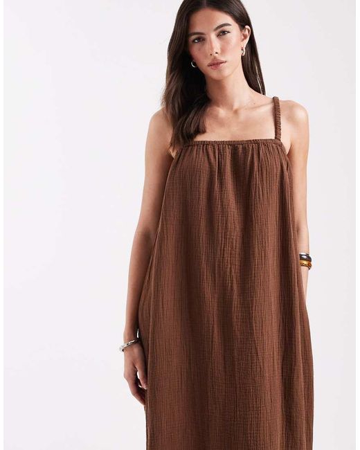 ONLY Brown Cheesecloth Maxi Dress