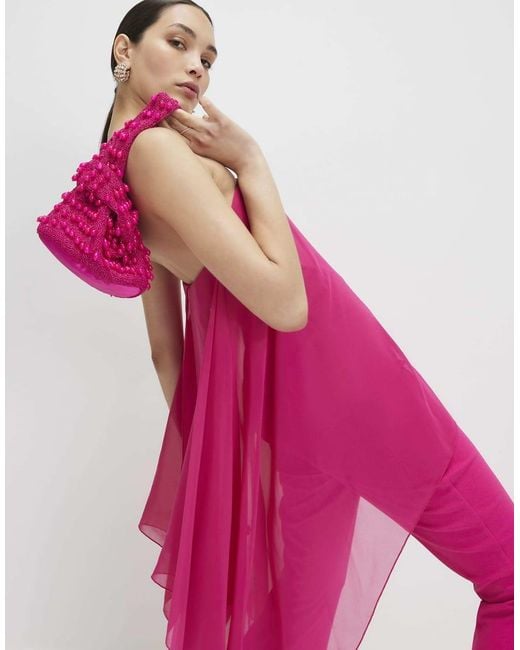River Island Pink Bandeau Jumpsuit