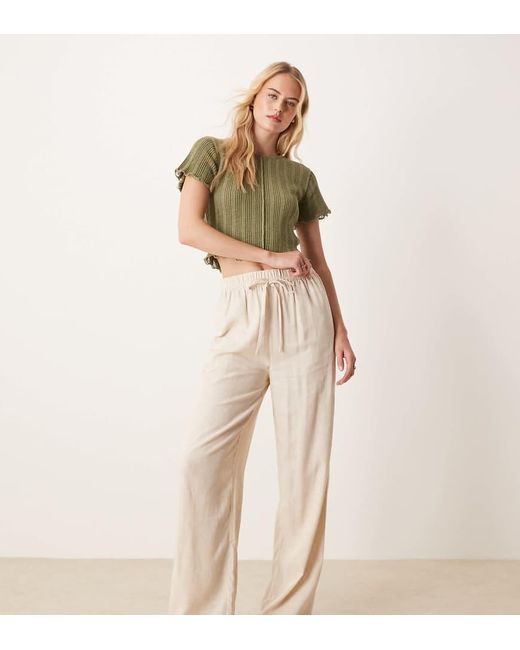 Pantalones Sin Cierres De Tejido Efecto Lino De Tall-Neutro ASOS de color Natural