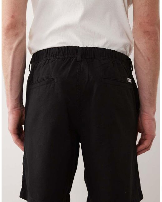 Jack & Jones Natural Drawstring Linen Mix Blend Shorts for men