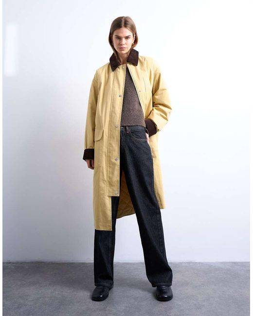 TOPSHOP White Contrast Collar Longline Shacket