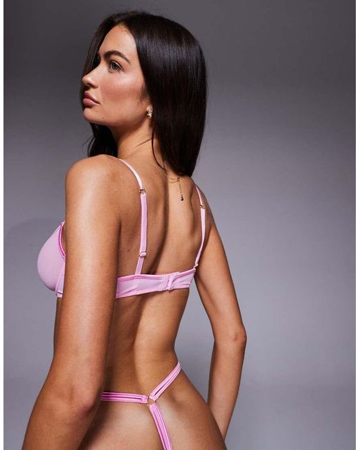 ASOS Pink Lennox Sheer Mesh Underwire Bra With Satin Binding
